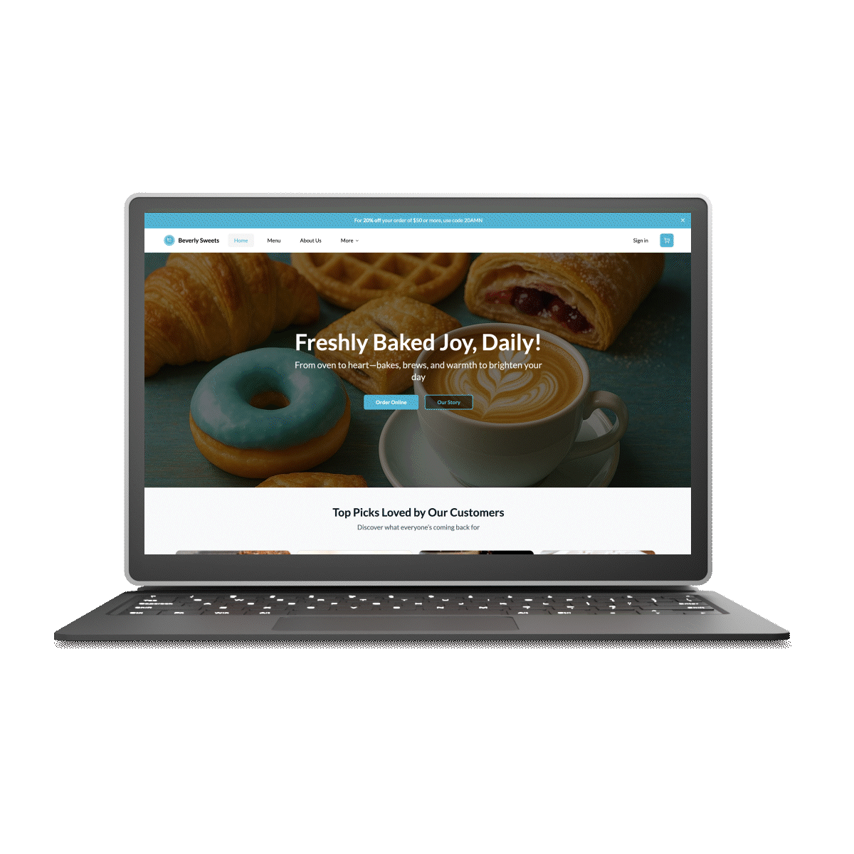 Restaurant online ordering website preview (animated)